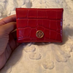 Authentic Tory Burch Embossed Leather Card Holder
